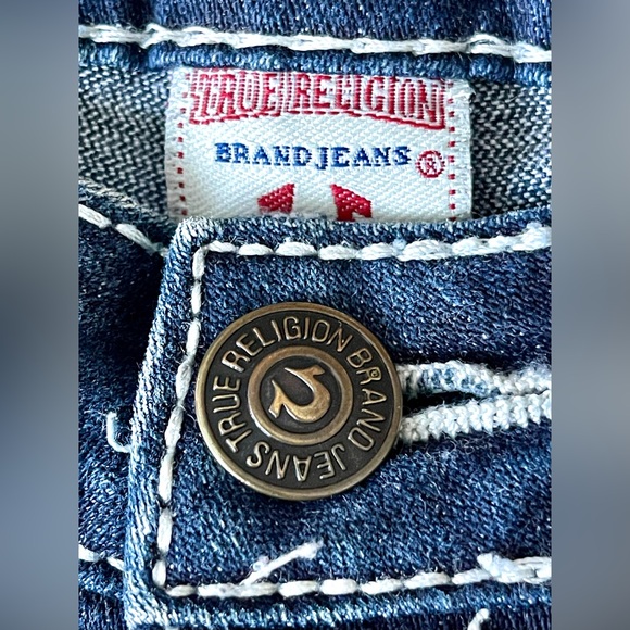 Women’s 26x34 True Religion Becky Rainbow Lovestruck Dark Denim Jeans - Picture 5 of 8